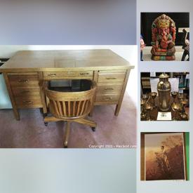 MaxSold Auction: This online auction features a solid wood desk and chair, office items, books, games, photocopier stand, small kitchen appliances, camping and outdoor items, Dyson vacuum, kitchenware, stones and crystals, decor, framed art, bookshelves and much more!