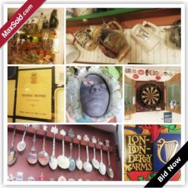 MaxSold Auction: This online auction features dartboard game with darts, linens, furniture, decors, beer steins, collectors spoons, china and much more!