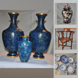 MaxSold Auction: This online auction features antique Chinese carved camphor chest, Rosewood corner chair, Cloisonne vases, Chinese clay teapots, wood statue of Buddha, Japanese collectible art bowls, vintage small boxes, hand-decorated porcelain plates, vintage Chinese mahjong set and much more!