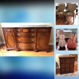 MaxSold Auction: This online auction features furniture to include sideboard, tables, and chairs, jewelry box, area rug, Royal Doulton, Pottery Barn, cranberry glass, soapstone figurine and much more.