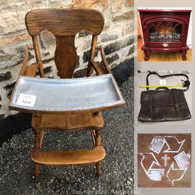 MaxSold Auction: This online auction features Jack Georges leather bag briefcase, fireplace stove, Angel collection, copper pots, antique Nippon China, collector plates, bar towel collection, costume jewelry, boomerang, sleep solutions machine and much more!