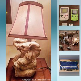 MaxSold Auction: This online auction features elephant decor, lamps, electronics, rooster decor, beauty school styling heads, dog and cat items, DVDs, PSP system, toys, guitar, radios, vanity chair, small kitchen appliances lattice pet crate end tables, photo studio background system and much more!