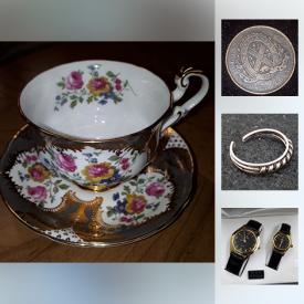 MaxSold Auction: This online auction features collectibles such as Canadian currency, fine china, and Limoges, art such as original paintings, needlepoint, and engraved map, jewellery such as 14k gold necklace, .925 sterling silver, antique pendant, and earrings, new watches, vintage dolls, porcelain, books, NIB wall clock and much more!