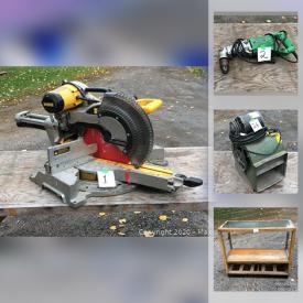 MaxSold Auction: This online auction features power tools such as DeWalt mitre saw, Hitachi drill, and air nailers, housewares, display case, hardware, ladders, hand tools, electric blowers, plumbing supplies, wooden chairs, children’s toys, electrical supplies, horse tack, aquarium parts, windows and much more!