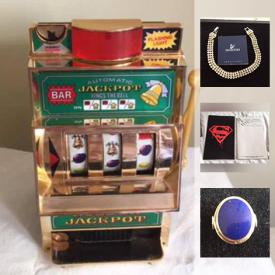 MaxSold Auction: This online auction features jewelry such as gold earrings, amber necklace, Swarovski bracelet, costume jewelry, pearl ring and more, seasonal decor, plant stand, Hockey game, pins, silverplate, vintage items, fishing reels, crystal, Superman 47 and 75 comic books, cufflinks, slot machine, toys, vintage cup and saucers, boxing gloves, digital cameras and much more!