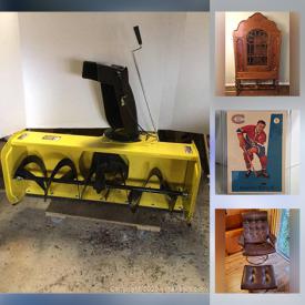 MaxSold Auction: This online auction features Ngoma drums, brass rubbing, pet supplies, small kitchen appliances, vintage porcelain dolls, golf & fishing equipment, vintage tools, power tools, vintage furniture, snow blower attachment, treadmill, pool table, Hockey cards and much more!