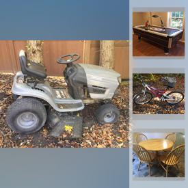 MaxSold Auction: This online auction features a riding lawnmower, bicycles, air hockey table, ladder, side table, rug, curio cabinet, tapestry, rocking chairs, kitchen table, dresser, popcorn machine, leather recliners, sectional, subwoofer and much more!