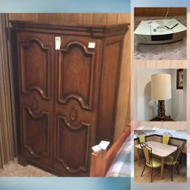 MaxSold Auction: This online auction features a countryside Link-Taylor wood dresser, costume jewelry, wood chest of drawers, wood carved hall mirror, assorted dishes, plates, bowls, pitchers and kitchenware, Lee Reynolds artwork, wooden display case, vintage chandeliers, outdoor Adirondack chairs and much more.