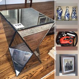 MaxSold Auction: This online auction features Mahogany furniture, antique tilt-top tea table, blue & white ginger jar, Myott dinnerware, framed art, Bergere chairs, shop-vac, NIB pampered chef, Berber carpets, bar fridge, modern pendant lamps, power tools, stone sculpture and much more!