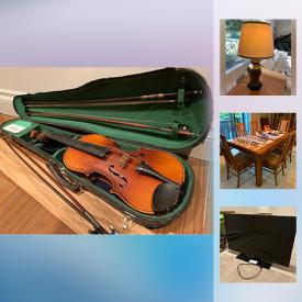 MaxSold Auction: This online auction features musical instruments to include violin, clarinet, saxophone, guitar. Ikea furniture, art, electronics, gramophone, vintage typewriter, photography equipment, costume jewelry, train set, diving gear, Lladro and much more.