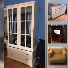 MaxSold Auction: This online auction features furniture such as an office armoire, sofa with chaise, foyer table, work table, bookshelf, Ikea cubby, shoe seat, bedframes, treadmill, lockers, dresser, wine cabinet, mirror, exercise bike, razor scooter and much more!