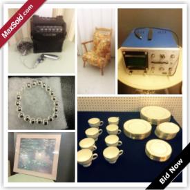 MaxSold Auction: This auction features  Wedgwood china, 925 Tiffany style bracelet, original art, vintage furniture, oscilloscope, guitar amplifier, and much more!