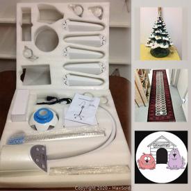 MaxSold Auction: This online auction features vintage and collectibles Christmas items including Ceramic trees and Hallmark Jingle pals, a Portable Teeth Whitening system, office equipment and supplies including a desktop computer, pictures, artwork, Paint by numbers and vintage frames, a selection of vintage rugs, household goods, wholesale lots, store display items and much more.