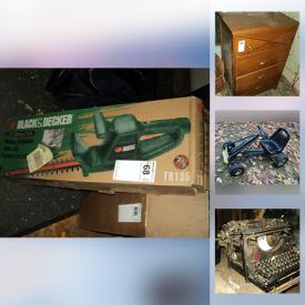 MaxSold Auction: This online auction features weed trimmers, garden figures, antique farm implements, costume jewelry, bell collection, air conditioner, power lift chairs, vintage tools, vintage toys, kitchen gadgets and much more!