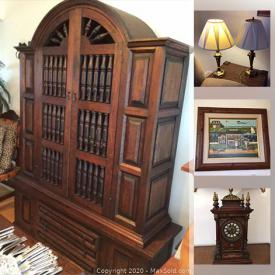 MaxSold Auction: This online auction features duck art, Ashley sofa, Broyhill loveseat, coffee table, lamps, figurines, clocks, china hutch, side tables, bar stools, steamer trunk, treadmill, bedframe, baskets, wall art, fishing items, tools, walker and canes, chest freezer, Christmas decor and much more!