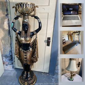 MaxSold Auction: This online auction features MCM Lighting, small kitchen appliances, art deco lighting, excercise equipment, MCM furniture, sports equipment, NIB doll house furniture, antique compote dishes, vintage books, laptop computer and much more!