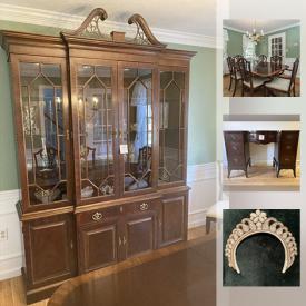 MaxSold Auction: This online auction features a china cabinet, P.A. Starck piano and bench, grandfather clock, mahogany mirror, Henredon Sovereign dining table and chairs, 1947 wedding headdress, tea sets, dishes, cedar chest and much more!