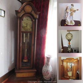 MaxSold Auction: This online auction features Victorian mahogany furniture, Howard Miller long case clock, vintage glass, purple glass decanter, Bohemian glass decanter, costume jewellery, oriental-style furniture, TV, area rugs and much more!