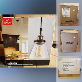 MaxSold Auction: This online auction features New in Box Items such as lighting fixtures, area rugs, floating shelf set, counter stool, pet gates, Accent table, pet stairs, framed prints, metal headboard, comforter set and much more!