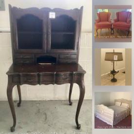 MaxSold Auction: This online auction features living room furniture, Wicker bedroom furniture, secretary, desk and much more!!