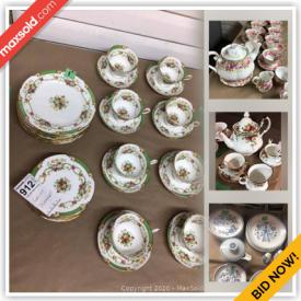 MaxSold Auction: This online auction features Royal Doulton figurines, China serving dishes, teapots, teacups, Noritake china, Royal Albert china, carnival glass, depression glass, Rumtopf crock, Limoges china, toys, children's books & toys, Tom Thomson prints and much more!