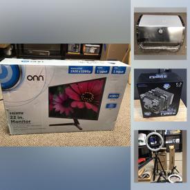 MaxSold Auction: This online auction features a brand new Schwinn jogging stroller, small kitchen appliances such as a crockpot, mini PC, bluetooth speakers, gaming headsets, wireless earphones, printer, wifi dashcam, camcorder, jump starter, BBQ cover, board games, massage tools, echo dots, health items, electronics, floodlight, mini-fridge, xbike and much more!