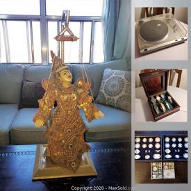 MaxSold Auction: This online auction features Siamese Marionette, pocket watches, sculptures, sterling silver jewelry, porcelain dog figurines, art glass, Saxophone, antique postcards, vintage Tins and much more!