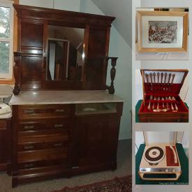 MaxSold Auction: This online auction features antique Walnut furniture, antique press back chairs, crystal dishes, antique fire screen, power tools, aquarium system, Novelty teapots, art pottery, total gym and much more!