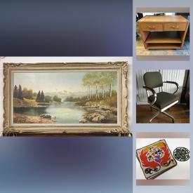 MaxSold Auction: This online auction features artworks, vintage items, Winston Churchill print, Mid-century modern linen, Christmas decor, silverware, vintage mini-sewing machine, Hudson's bay hat, Teak cabinet, sunglasses, vintage puzzles and books, clothing, accessories, vase and much more.