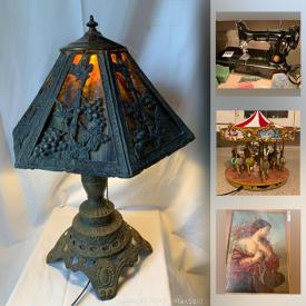 MaxSold Auction: This online auction features Slag glass table lamp, antique Royal Dux figurine, coca-cola collectables, Indonesian art, Murano glass, vintage carving Sets, antique Bronze nutcracker, folk art windmill, primitive cupboard and much more!