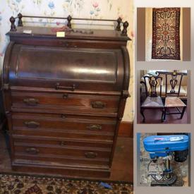 MaxSold Auction: This online auction features antique furniture, model trains, vintage tins, art deco toasters, refrigerator, vintage Doctor scale, electronics, vintage hardware, power tools, washer & dryer, lawnmower and much more!