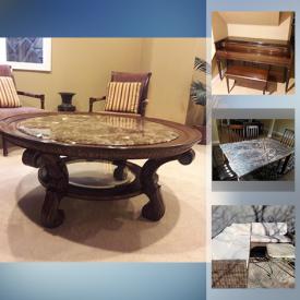 MaxSold Auction: This online auction features furniture such as patio, bar stool, Arhaus sectional sofa, marble and wood table. Baldwin Acrosonic Piano, lamp and more.