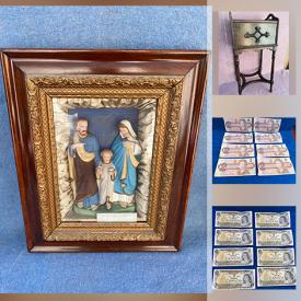 MaxSold Auction: This online auction features collectibles, original artwork, vintage coins, banknotes, and toys, antique furniture and much more!