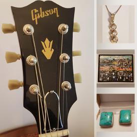 MaxSold Auction: This online auction features vintage Gibson guitar, vintage Murano glass art, comics, jewelry, Andrew plum paintings, antique wooden pine chest, movie poster, vintage Hardy boys books and much more!