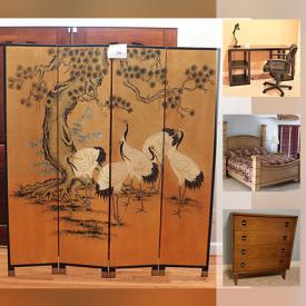 MaxSold Auction: This online auction features furniture such as Chinoiserie sideboard, accent chairs, and four-poster bed, kitchenware, small kitchen appliances, 30” Samsung TV, wall art, sports memorabilia and much more!