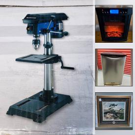 MaxSold Auction: This online auction features mini-fridge, NIB drill press, space heater, utility cart, power & hand tools, A.J. Casson prints, Bongo drum, toys, sports equipment, building supplies, industrial stage lights, collector plates, teacups, men's suits and much more!