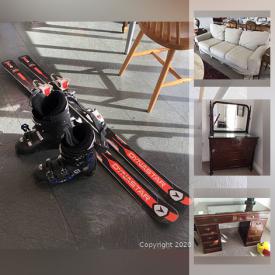 MaxSold Auction: This online auction features skis, Tonka toys, legos, area rugs, Mission-style furniture, BBQ, craft supplies, electronics, room divider, vintage washer, four-poster wood bedframe, tools, boys bike, wrought iron furniture and much more!