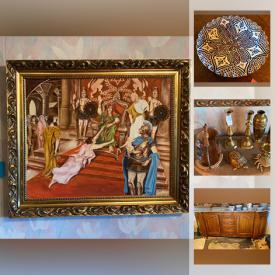 MaxSold Auction: This online auction features vintage tea cart, Abraham A. Senvya vintage framed paintings, Tognana Porcelain, Moroccan pottery, party supplies, small kitchen appliances, tufted furniture, handmade area rugs and much more!