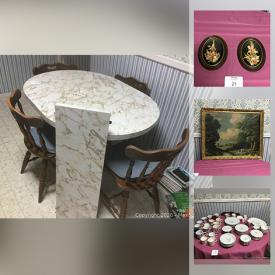 MaxSold Auction: This online auction features an Oval kitchen table and 4 chairs, coffee table and rug, living room couch, lamps and much more!