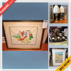 MaxSold Auction: This online auction features Demitasse set, Dresden China, coins, art glass, guitar, Mandolin, clarinet, teacups, porcelain art, teapots, vintage beaded purse, jewelry, silverplate goblets, and much more!