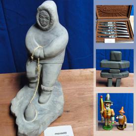 MaxSold Auction: This online auction features Dell desktop, computer gear, instant music converter, vintage pen collection, talking translator, digital camera, video games, Canon cameras, electric stove heater, smoking scent holders, Hoselton sculpture, Inuit sculptures, watch straps, teacups and much more!