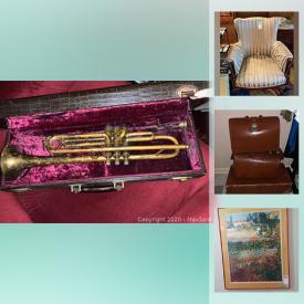 MaxSold Auction: This online auction features art pottery, costume jewelry, Angel collection, Ida Lindsey China, Limoges tea set, Cranberry glass, Skye McGhie chinaware, tea pots, vintage trumpet, CDs, DVDs, framed wall art, electric fireplace and much more!