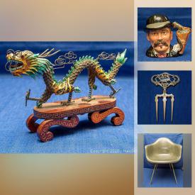 MaxSold Auction: This online auction features sterling silver, Turquoise Jewelry, Toby mugs, art pottery, vintage Limoges, art glass, teacups, vintage Chinese teapots, Herman Miller chairs, Rosenthal China, snowshoes and much more!