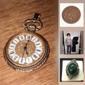 MaxSold Auction: This online auction features brass decor, antique coins, pocket watch, art glass, Toby jug, art pottery, his & hers watches, folk art, lead glass wall sconces, trolling motor, jewelry, Star Wars collectibles, stamps and much more!