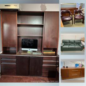 MaxSold Auction: This online auction features artwork, furniture such as Teak desk, Credenza, couch, chairs, massage chair and more. Detecto Medical Grade Scale, metal safe, metal file cabinet, art easel and much more.