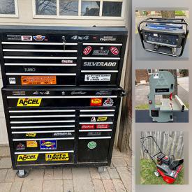 MaxSold Auction: This online auction features New portable generator, acoustic guitar, garden shredder, Dyson vacuum, power tools, toy, snow blower, numbered artwork, carved duck decoys, skates, jerseys, stacking tool chest, motorcycle jacket and much more!