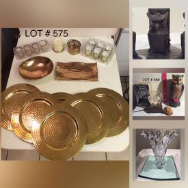 MaxSold Auction: This online auction features jewelry, artwork, collectibles, decor, collectibles, holiday decors and accessories, wrapping supplies, Norman Rockwell clock. Owl Kachina art, Medallion bookends, plates, glasses, plaques, wood carve, ceramics, banks, and much more. Resin Hummingbird, jewelry box, figurines, silver-tone table setting & accessories, frames, books, crystal vase. Jacket, racing shirts & hats, picnic supplies, blood pressure monitor and much more.