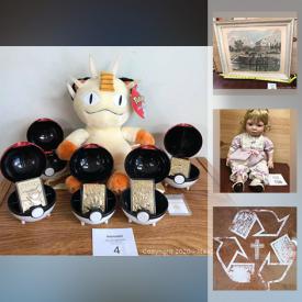 MaxSold Auction: This online auction features jewelry, artworks, furniture, lamps, collectibles, electric fireplace, Aero indoor garden, dish set, flatware, glassware, vintage Pokemon and vintage Goebel cat, brass cat statue, casseroles, Australian boomerang, Christmas decor, Royal Daulton Collector plates, porcelain dolls, candelabras, books and much more.