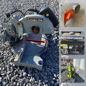 MaxSold Auction: This online auction features tools such as draw pins, workbench vices, trolley jack, chop saw, pliers, hammers and more, generator, shelving units, pegboards, pressure washer, linens, decor and much more!