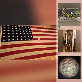 MaxSold Auction: This online auction features Rock concert art, vintage bikes, vintage golf, vintage WWII flag, fishing accessories, furniture, transformers, adult bikes, children bikes, Trainer Bikes, cast iron, pokémon cards, jewelry and much more.